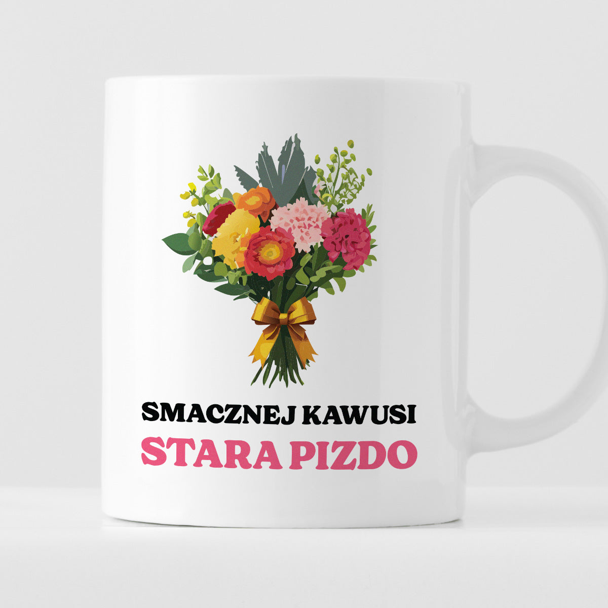 Kubek z nadrukiem "Smacznej kawusi STARA PIZ*O"