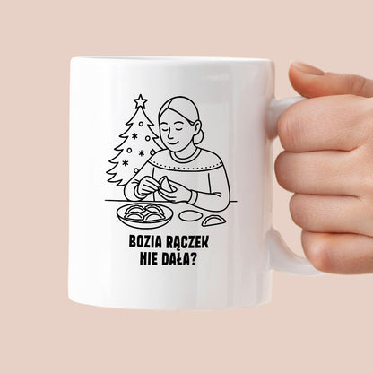 Kubek świąteczny z cytatem MAMY - "Bozia rączek nie dała?"