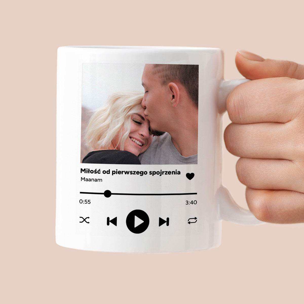 Kubek spersonalizowany ulubiona piosenka - zdjęcie + QR kod