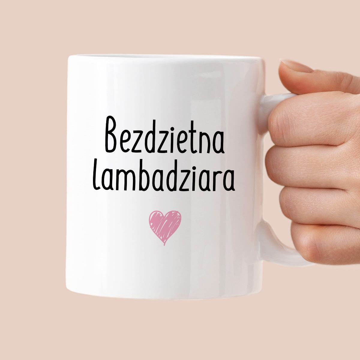 Kubek z nadrukiem "Bezdzietna lambadziara" FB