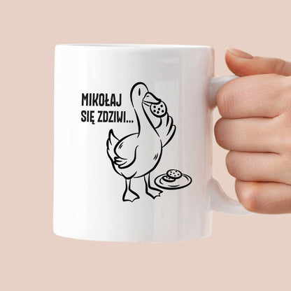 Kubek świąteczny z GĄSKĄ - "MIKOŁAJ SIĘ ZDZIWI"