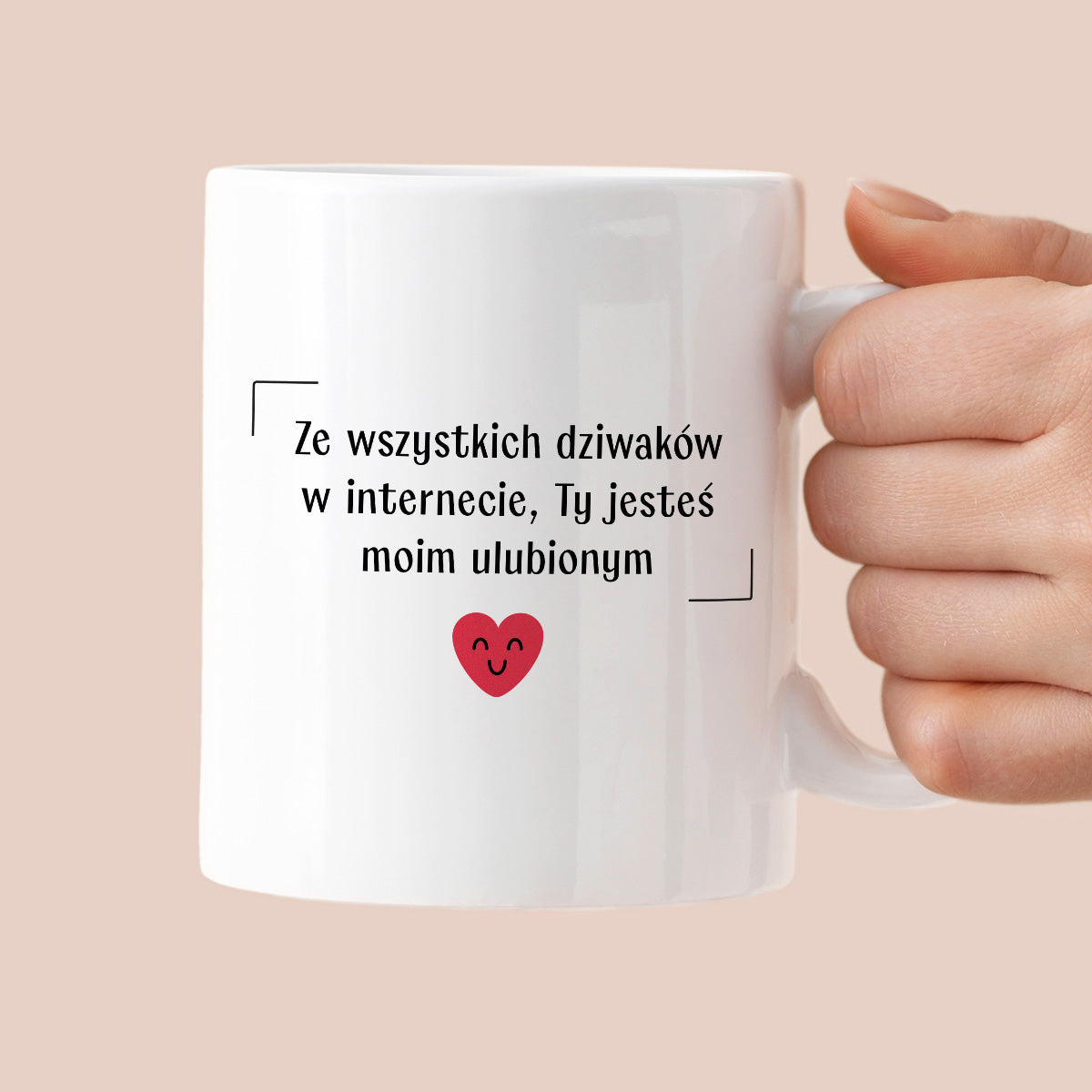 Kubek z nadrukiem "Ze wszystkich dziwaków w internecie, Ty jesteś moim ulubionym" - WALENTYNKI