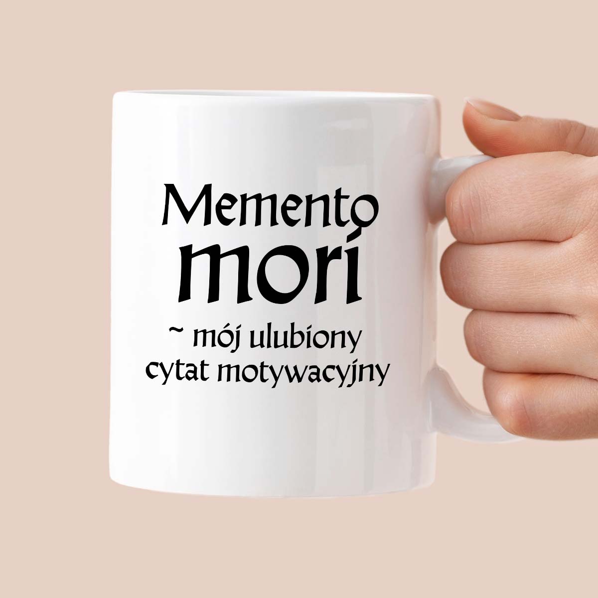 Kubek z nadrukiem "Memento mori - mój ulubiony cytat motywacyjny" v2