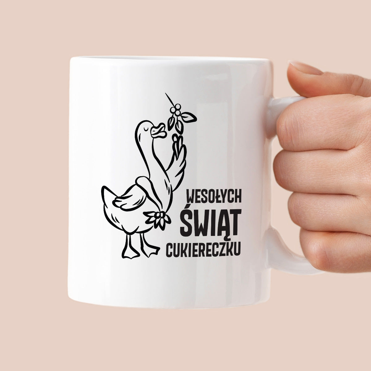 Kubek świąteczny z GĄSKĄ - "WESOŁYCH ŚWIĄT CUKIERECZKU"