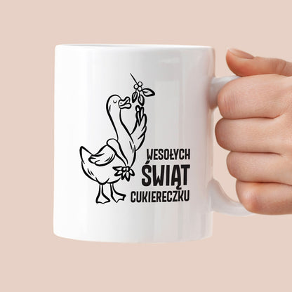 Kubek świąteczny z GĄSKĄ - "WESOŁYCH ŚWIĄT CUKIERECZKU"