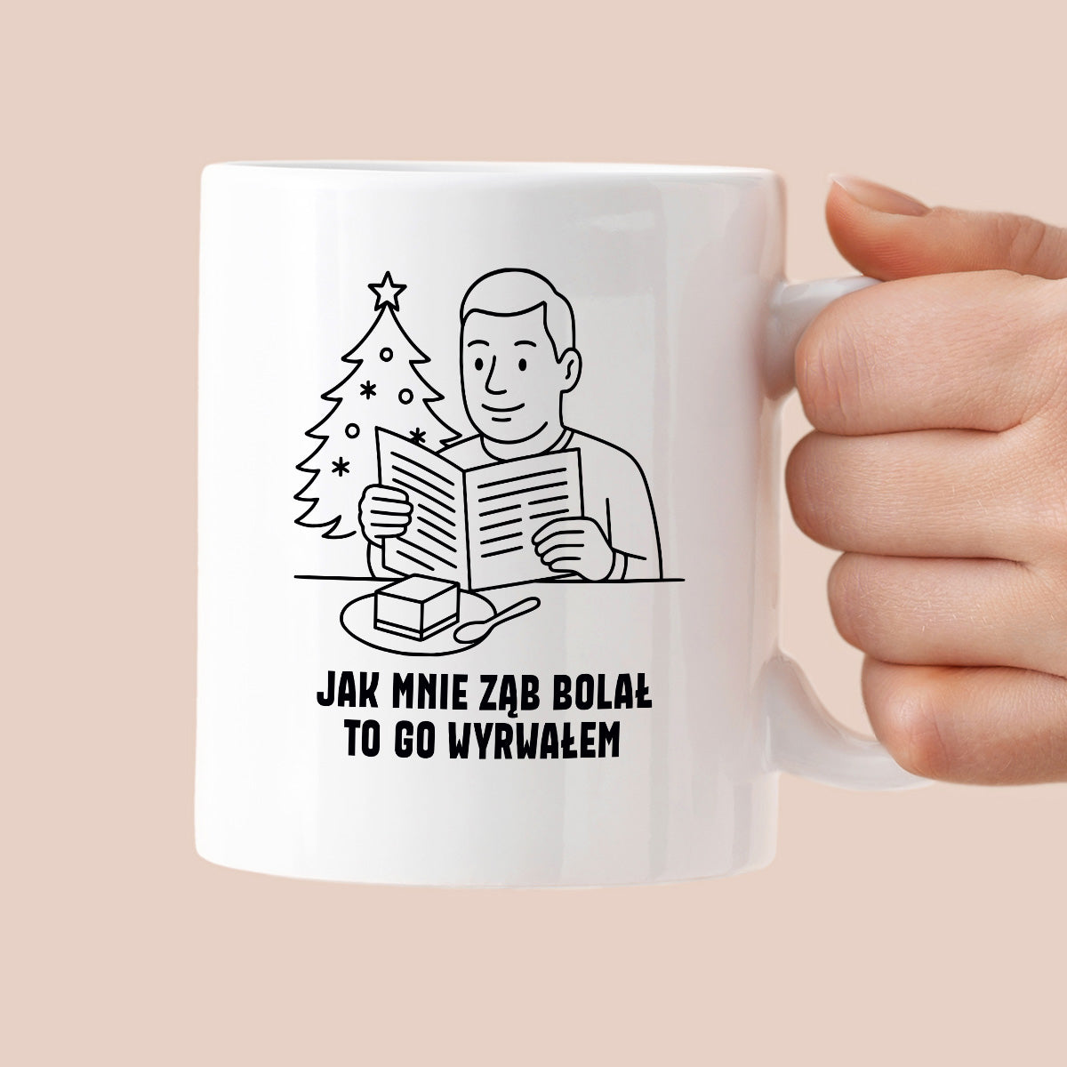 Kubek świąteczny z cytatem TATY - "Jak mnie ząb bolał, to go wyrwałem"