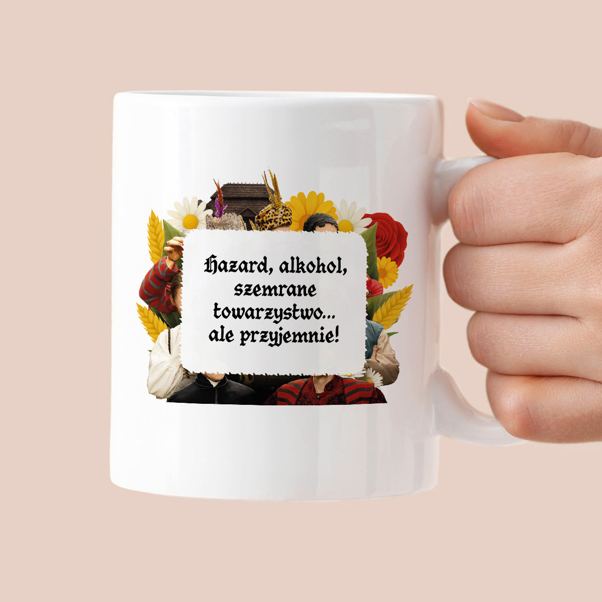 Kubek z nadrukiem "Hazard, alkohol, szemrane towarzystwo... ale przyjemnie!" NOWE 1670
