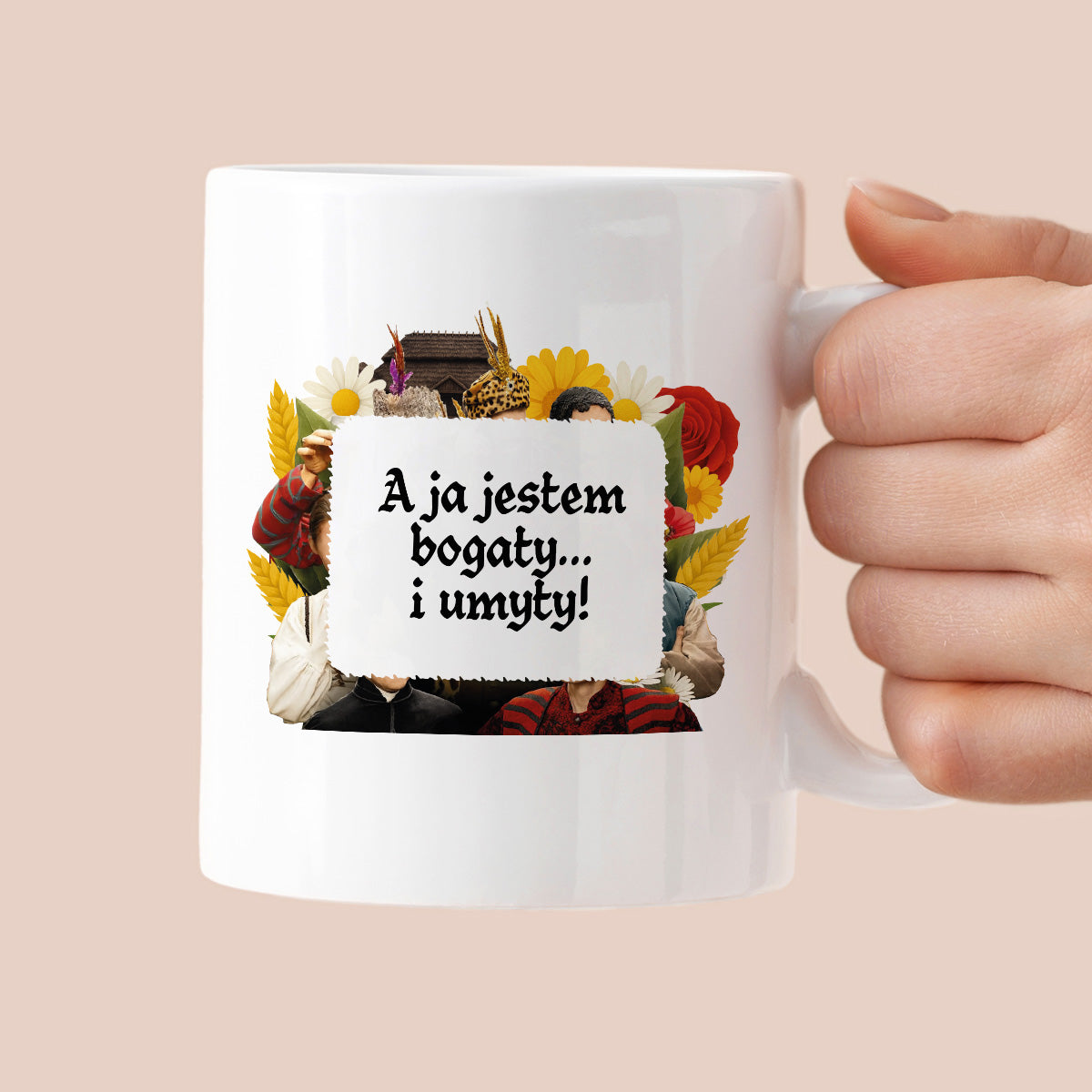 Kubek z nadrukiem "A ja jestem bogaty... i umyty!" NOWE 1670