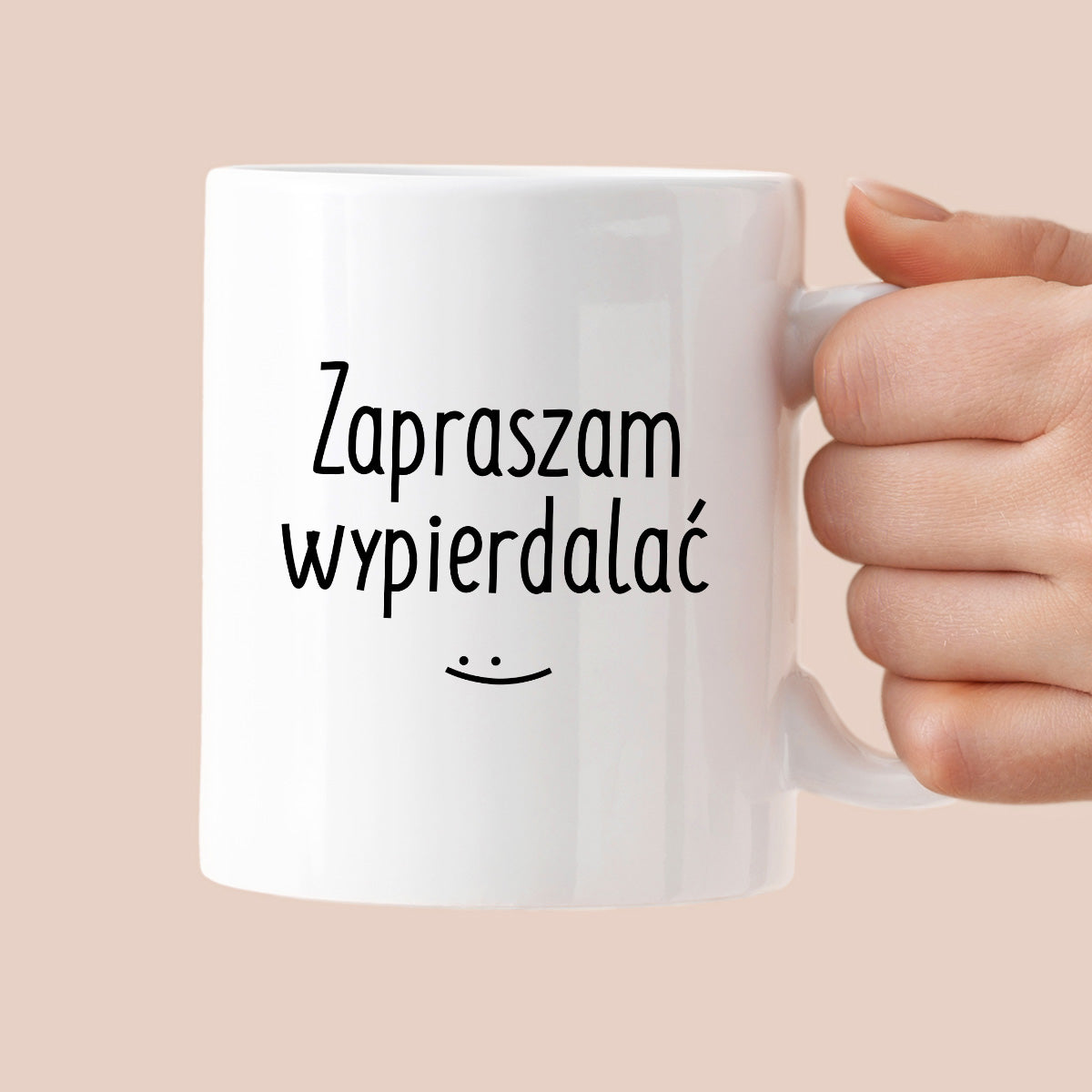 Kubek z nadrukiem "Zapraszam wypierdalać :)"