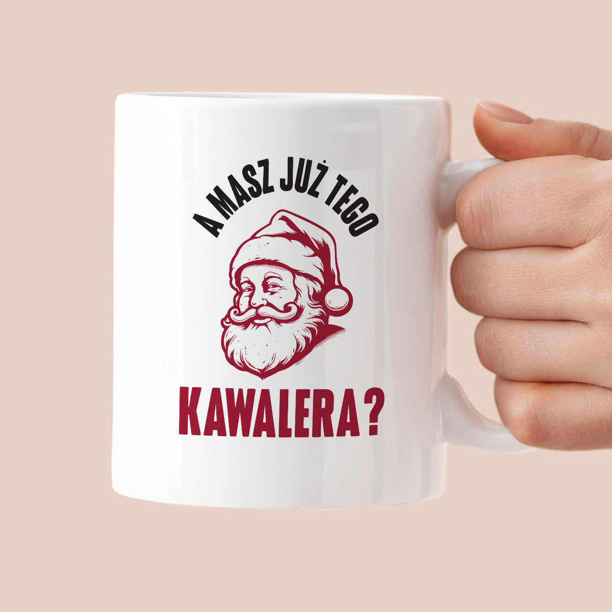 Kubek świąteczny z Mikołajem "A masz już tego kawalera?"