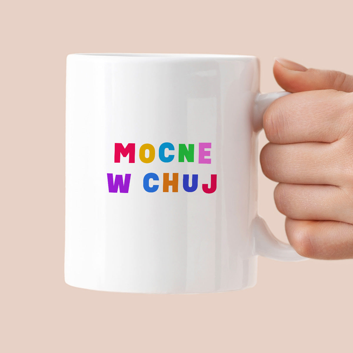 Kubek z kolorowym nadrukiem "mocne w chuj"