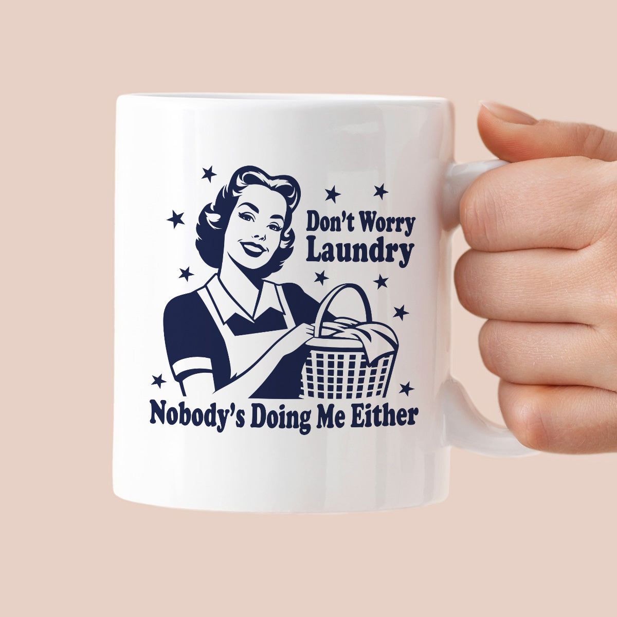 Kubek z nadrukiem "Don't Worry Laundry Nobody's Doing Me Either"
