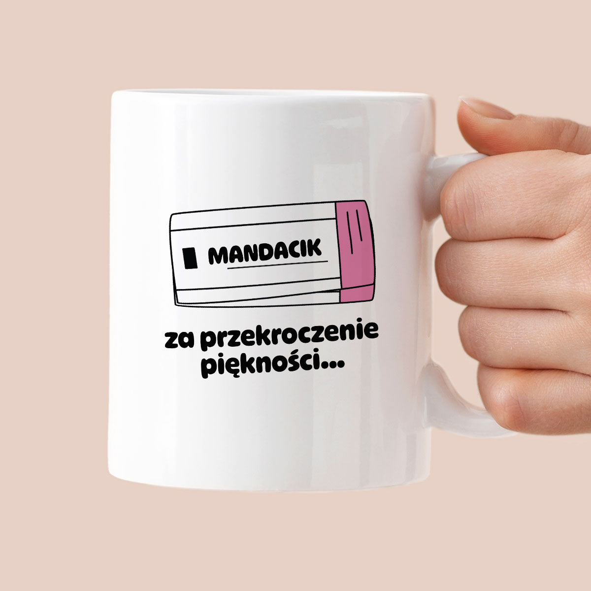 Kubek z nadrukiem "Mandacik za przekroczenie prędkości"