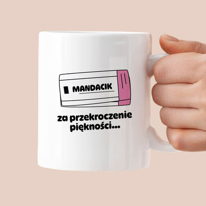 Kubek z nadrukiem "Mandacik za przekroczenie prędkości"