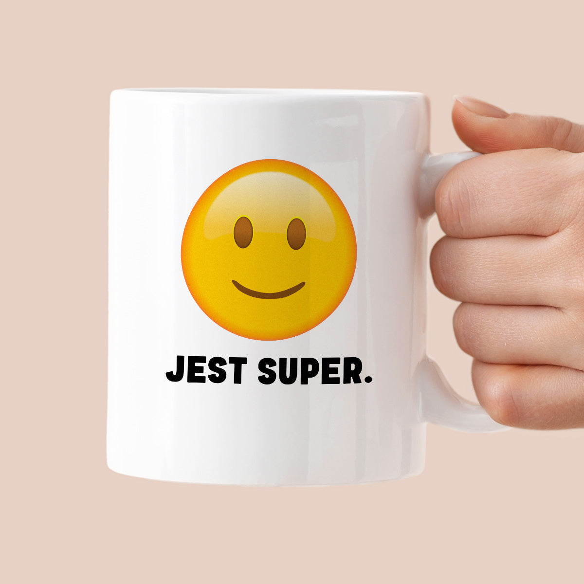 Kubek z nadrukiem "Jest super." - uśmiech nienawiści