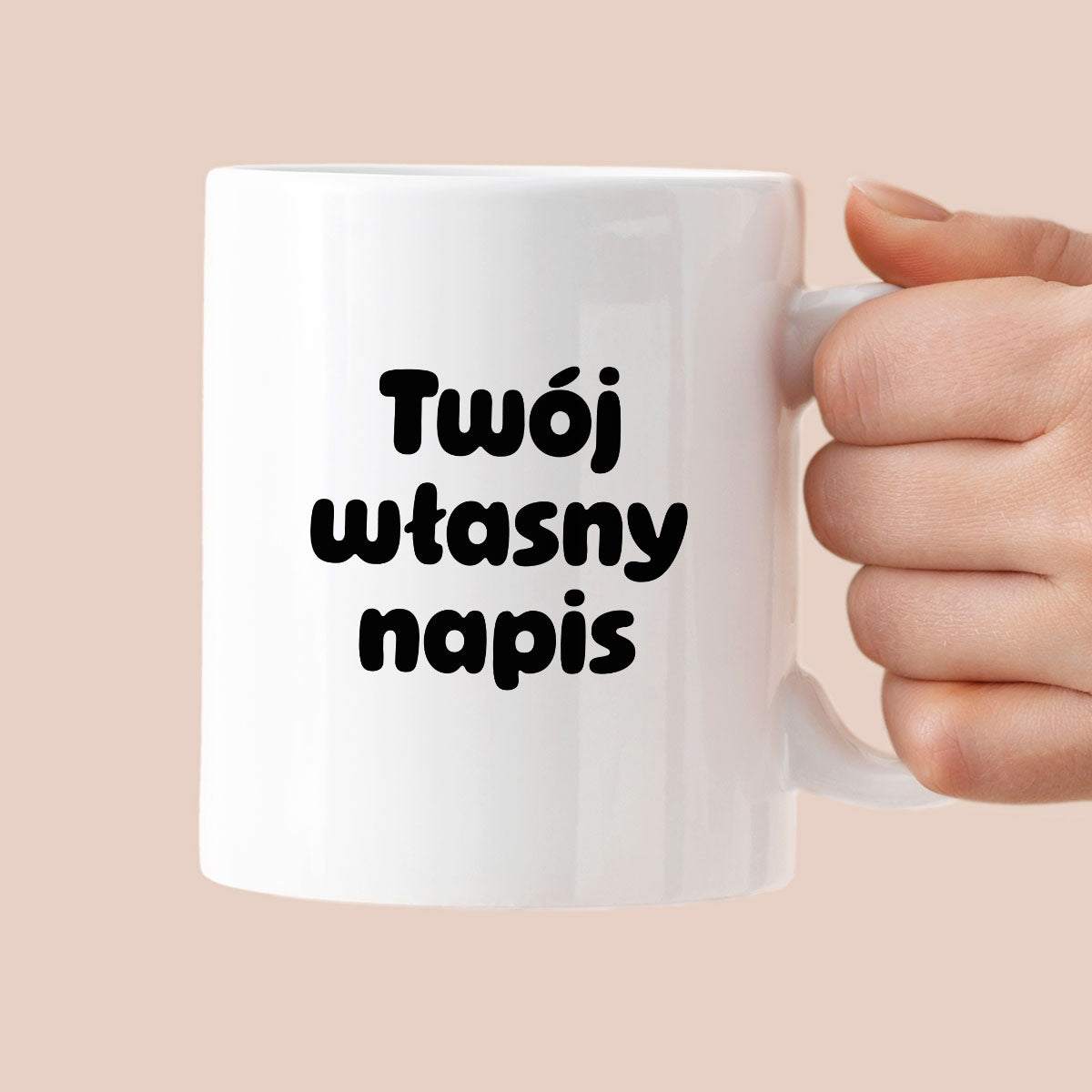 Kubek spersonalizowany z własnym napisem III - CZARNY NAPIS
