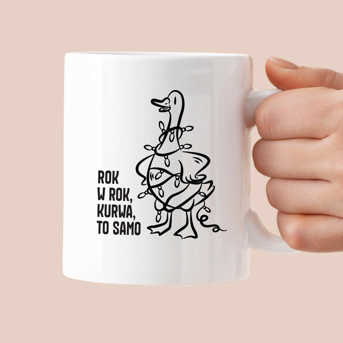 Kubek świąteczny z GĄSKĄ - "ROK W ROK, KURWA, TO SAMO"