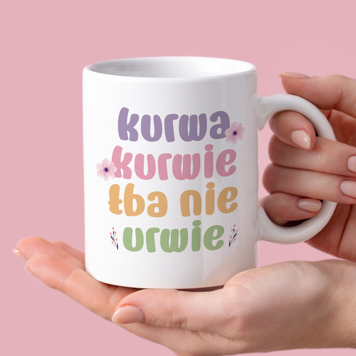 Kubek z nadrukiem "Kurwa kurwie łba nie urwie"