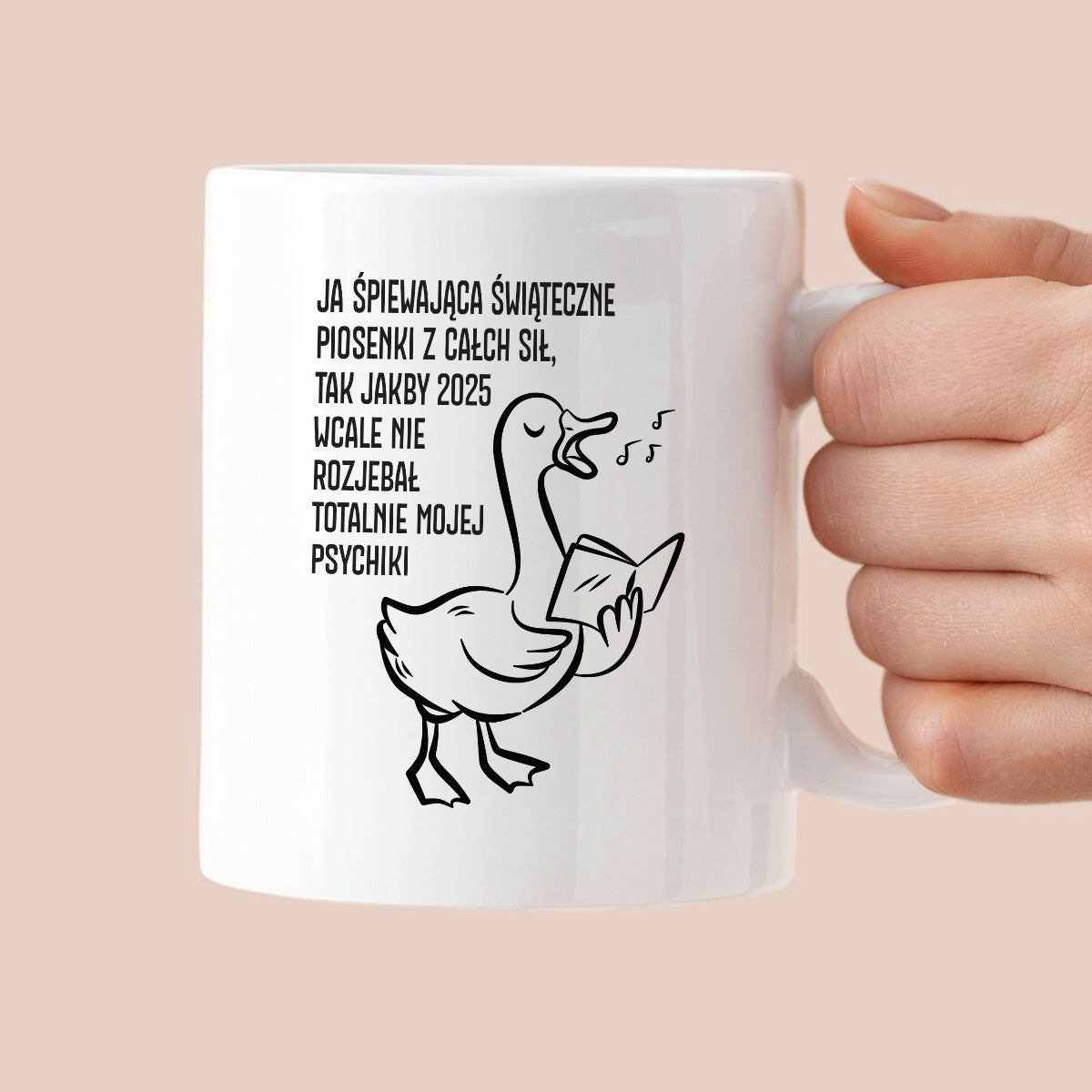 Kubek świąteczny z GĄSKĄ - "JA ŚPIEWAJĄCA ŚWIĄTECZNE PIOSENKI..."