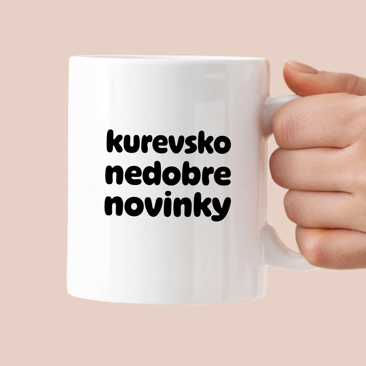 Kubek z nadrukiem - "kurevsko nedobre novinky" v2