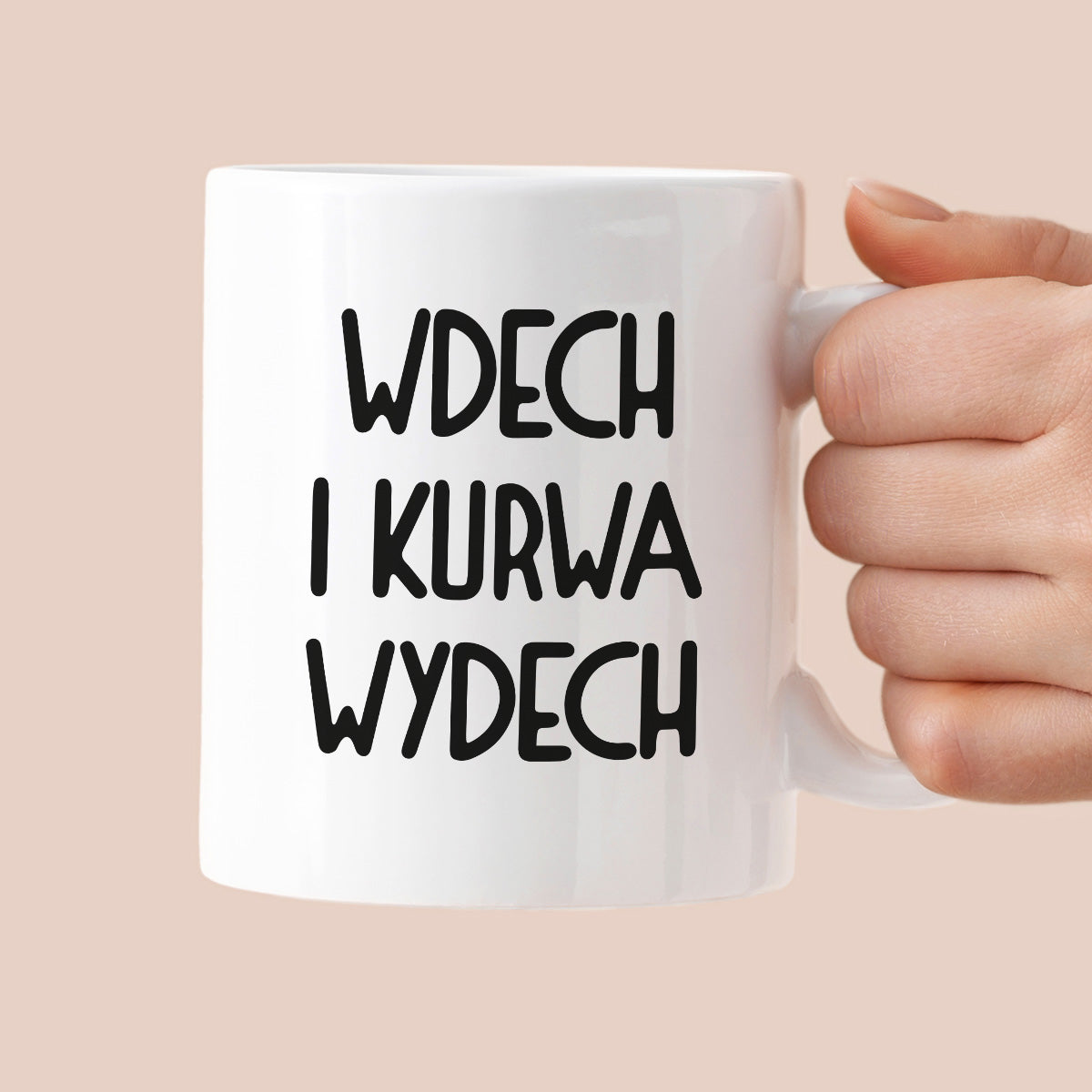 Kubek z nadrukiem "Wdech i kurwa wydech"