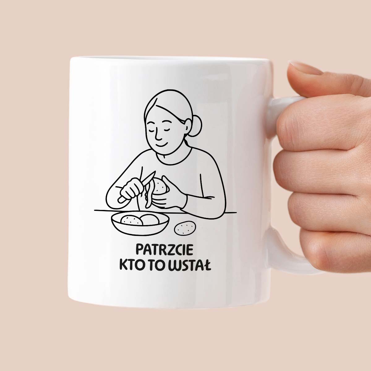 Kubek z nadrukiem "Patrzcie kto to wstał" - Cytaty MAMY - DZIEŃ MAMY