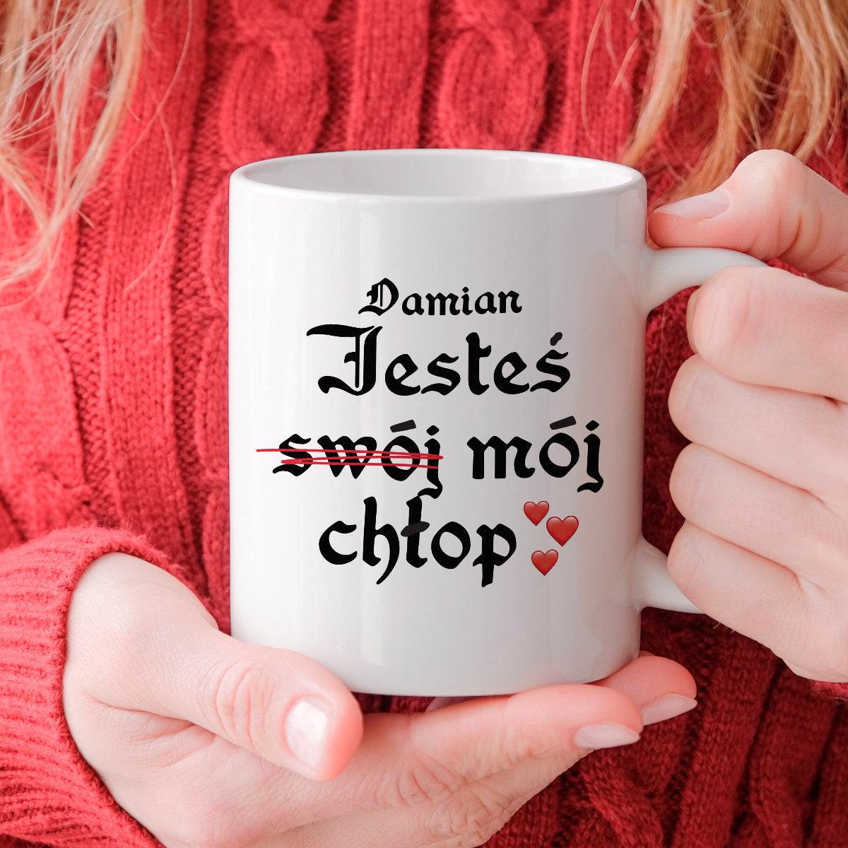 Kubek spersonalizowany z nadrukiem "Jesteś (swój) mój chłop <3"