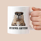 Kubek z nadrukiem "Kurwa gryzie"