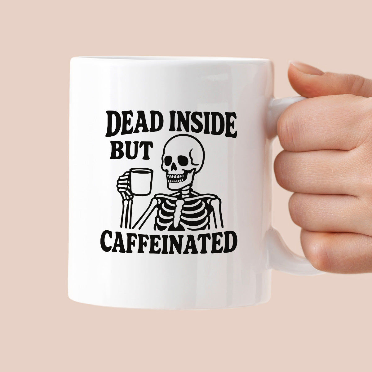 Kubek z nadrukiem "Dead inside but caffeinated"