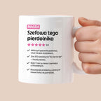 Kubek spersonalizowany z nadrukiem "Szefowa tego pierdolnika"