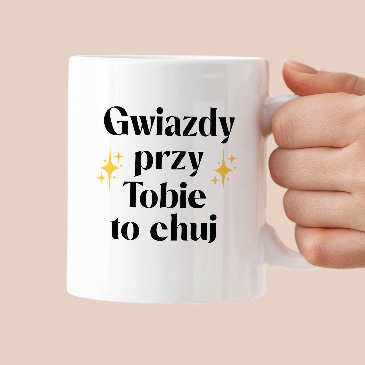 Kubek z nadrukiem "Gwiazdy przy Tobie to chuj"