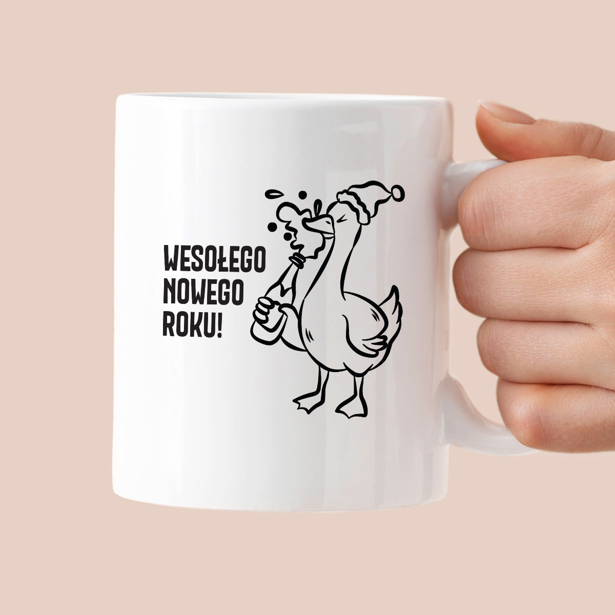 Kubek świąteczny z GĄSKĄ - "WESOŁEGO NOWEGO ROKU"