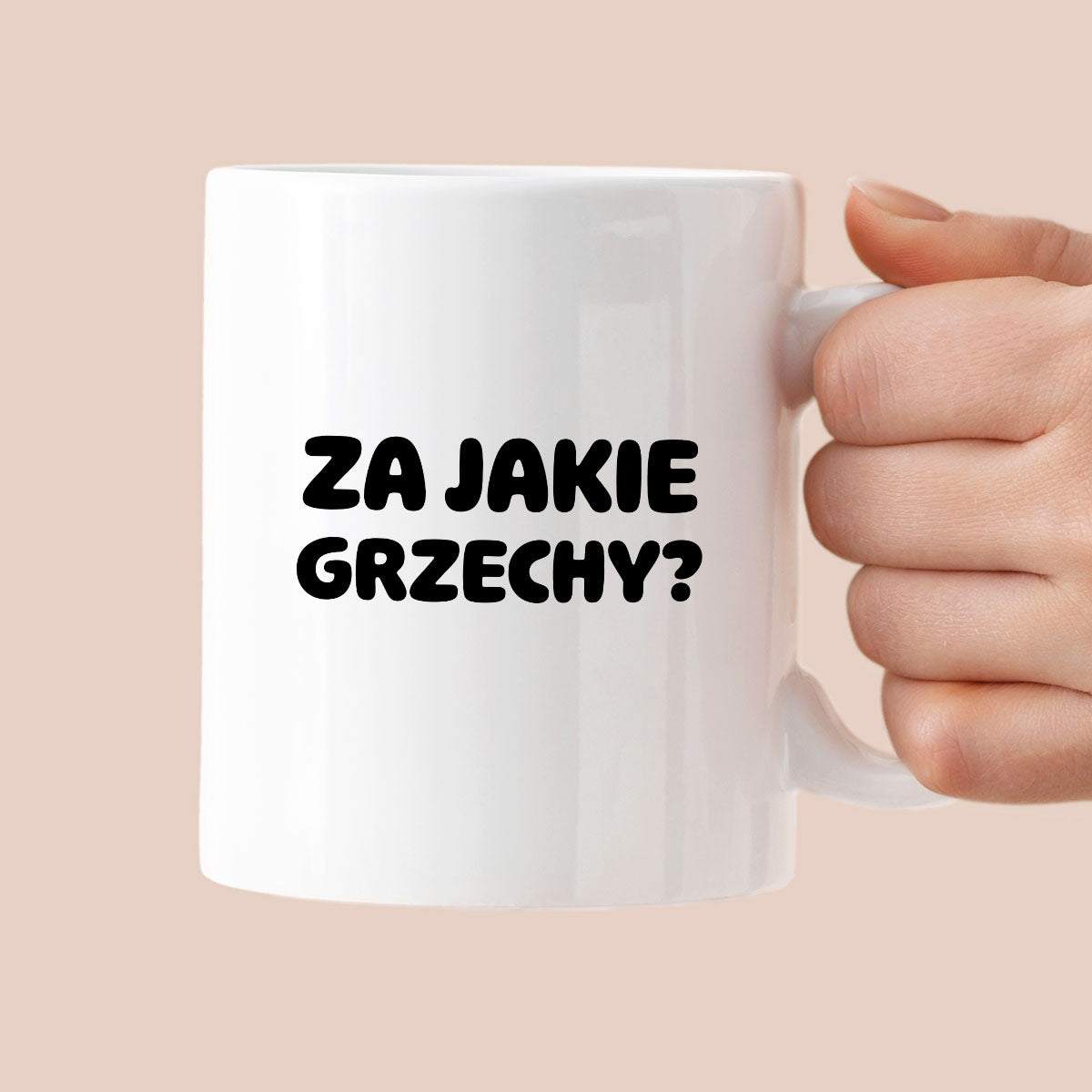 Kubek z nadrukiem "Za jakie grzechy?"