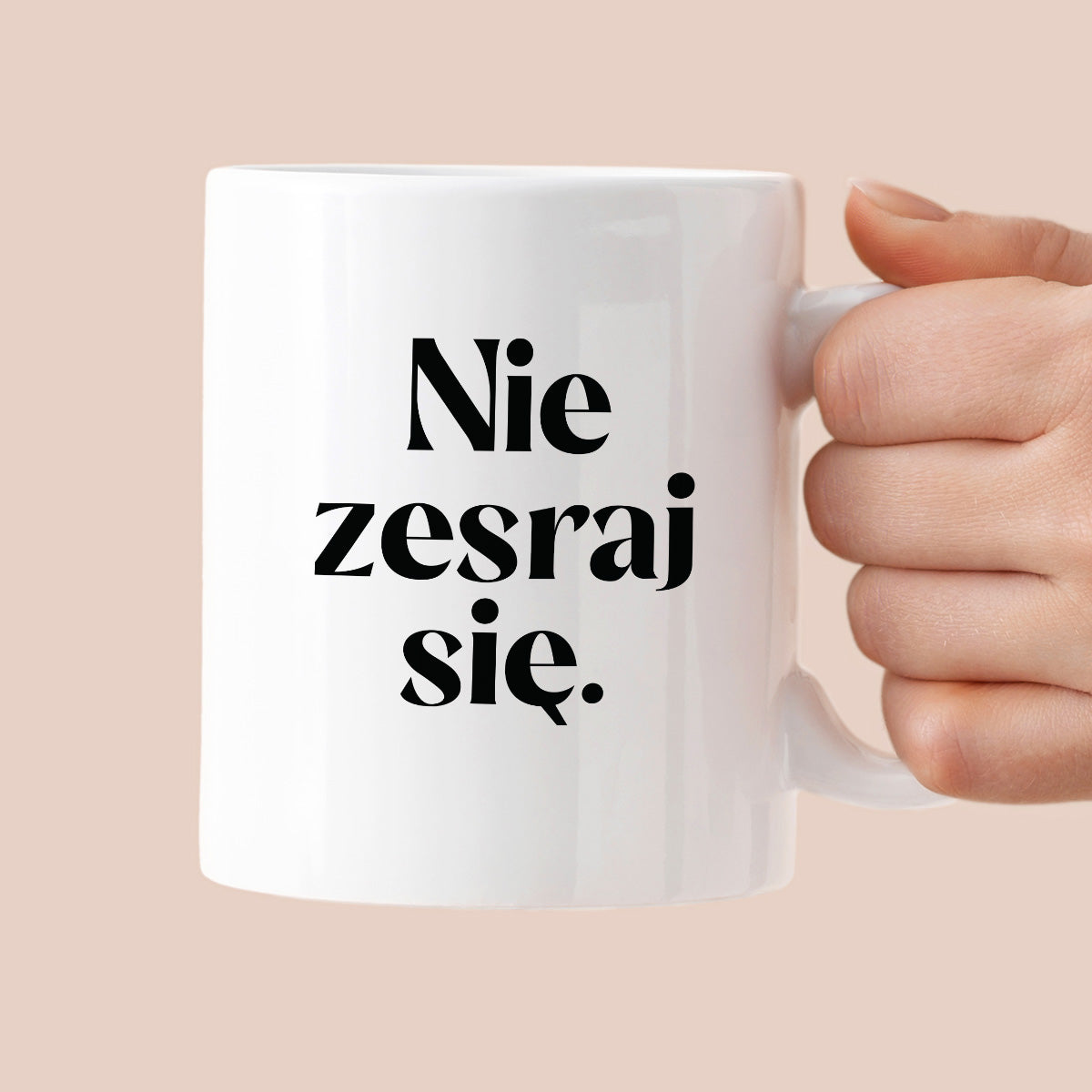 Kubek z nadrukiem "Nie zesraj się!"
