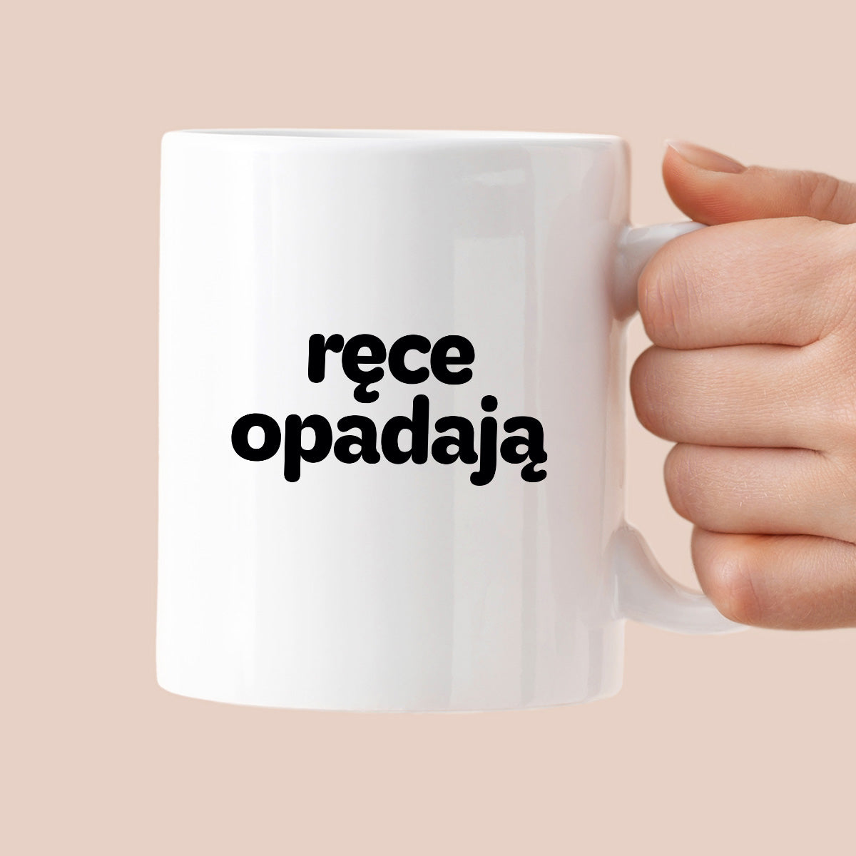 Kubek z nadrukiem - "ręce opadają"