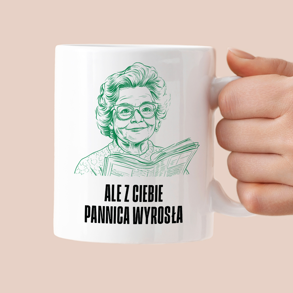 Kubek świąteczny z cytatem Babci "Ale z Ciebie Pannica wyrosła"