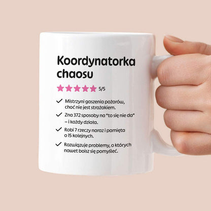 Kubek z nadrukiem "Koordynatorka chaosu"