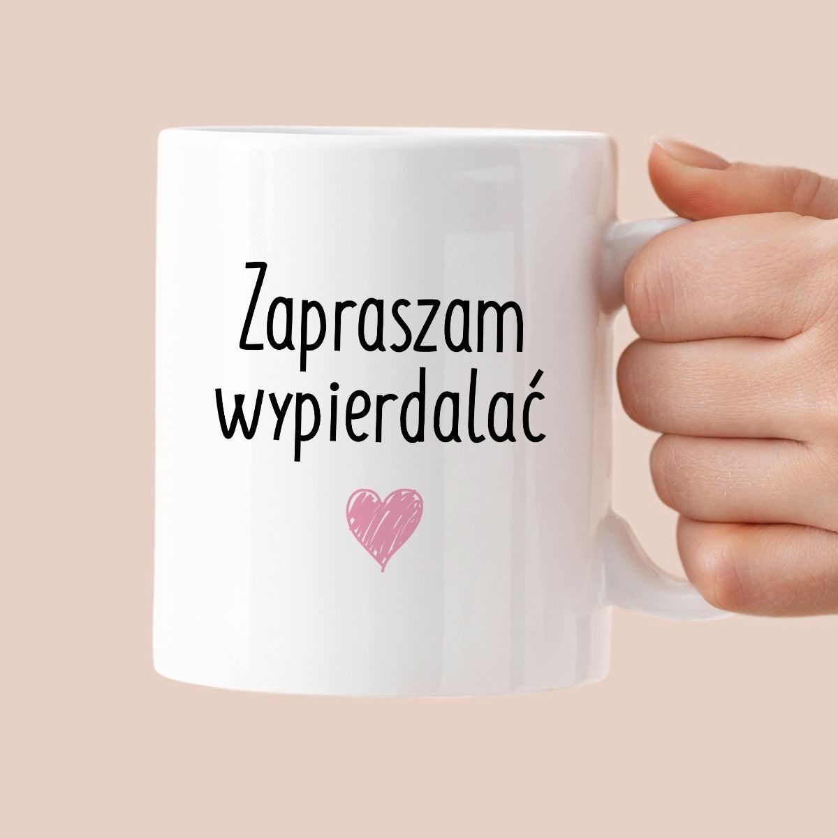 Kubek z nadrukiem "Zapraszam wypierdalać <3"