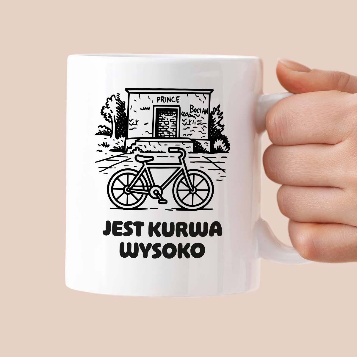 Kubek z nadrukiem - HITY POLSKIEGO INTERNETU - PAWEŁ JUMPER - "Jest kurwa wysoko"