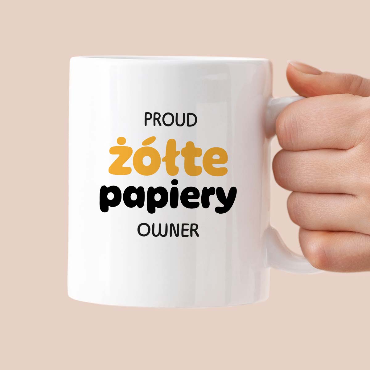 Kubek z nadrukiem - "PROUD żółte papiery OWNER"