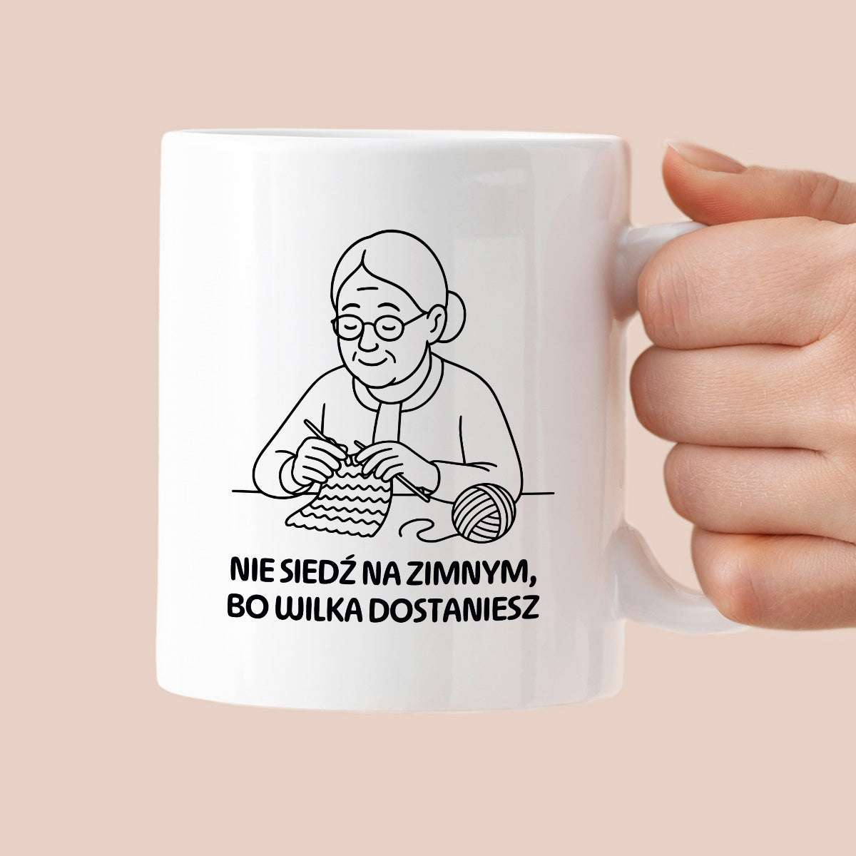 Kubek dla Babci / Dziadka - "Nie siedź na zimnym, bo wilka dostaniesz"