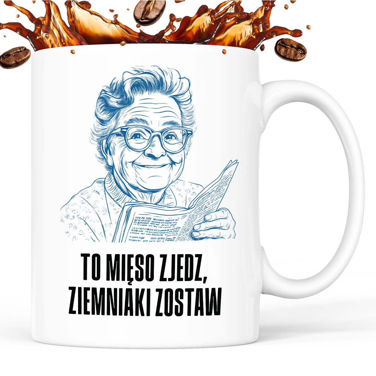 Kubek z cytatem Dziadka "To mięso zjedz, ziemniaki zostaw"