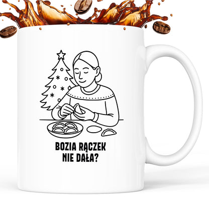 Kubek świąteczny z cytatem MAMY - "Bozia rączek nie dała?"