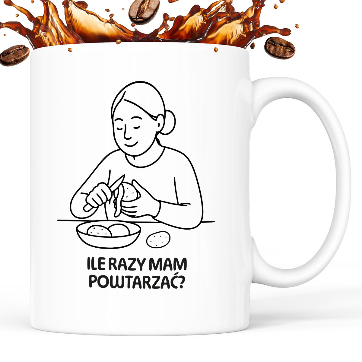 Kubek z nadrukiem "Ile razy mam powtarzać?" - Cytaty MAMY - DZIEŃ MAMY