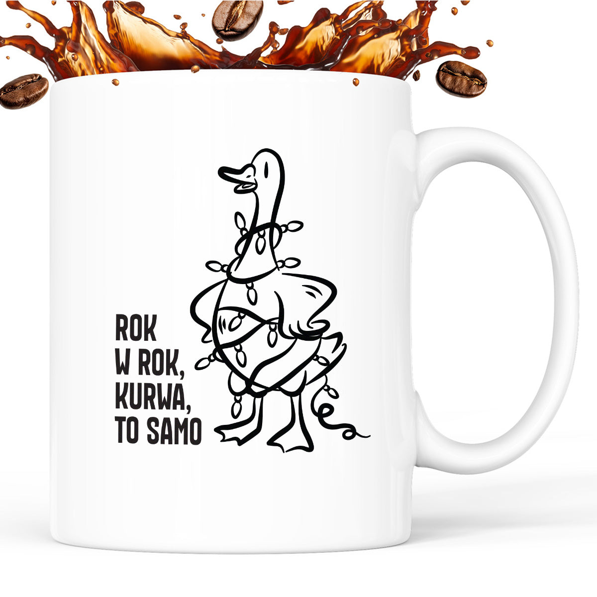 Kubek świąteczny z GĄSKĄ - "ROK W ROK, KURWA, TO SAMO"