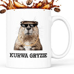 Kubek z nadrukiem "Kurwa gryzie"