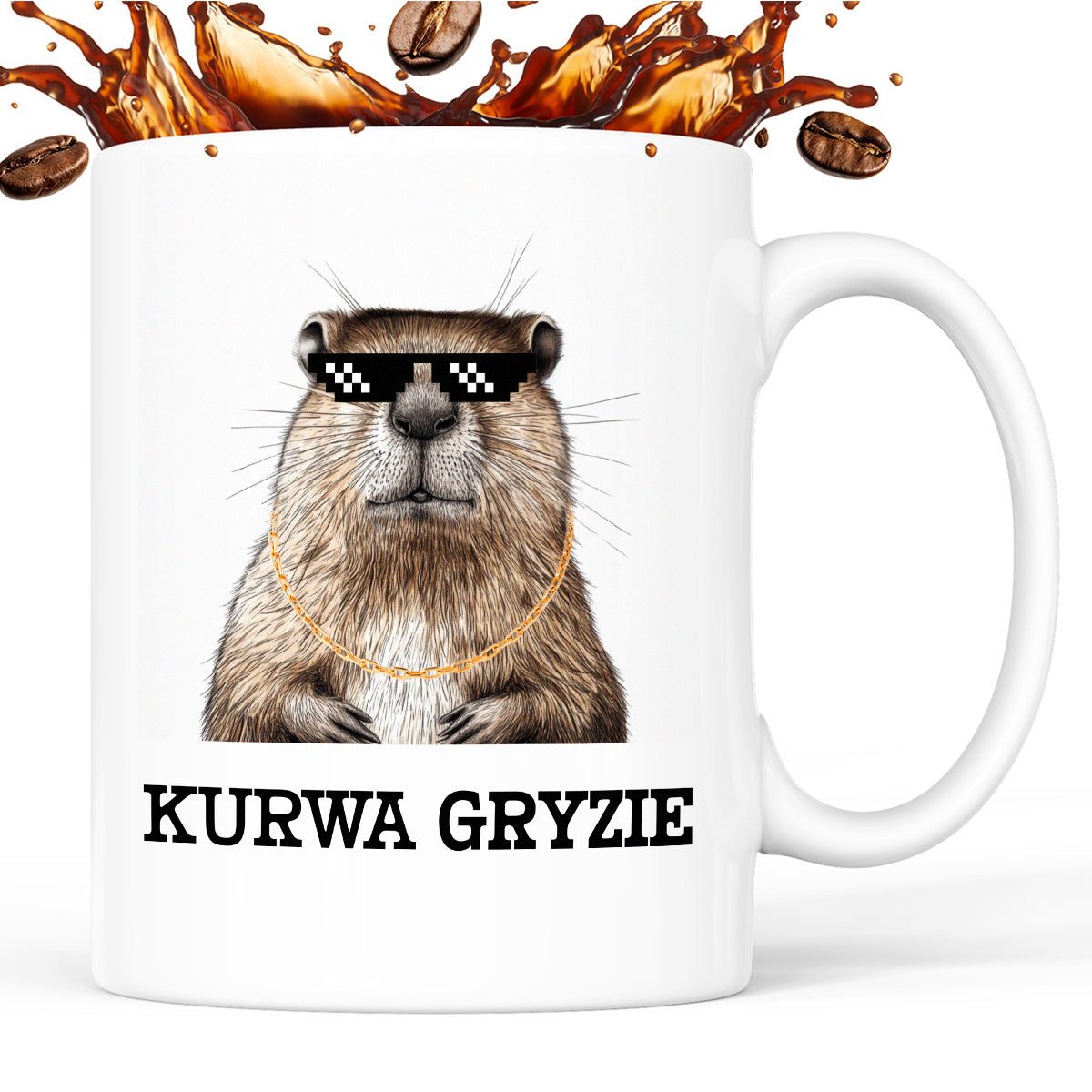 Kubek z nadrukiem "Kurwa gryzie"