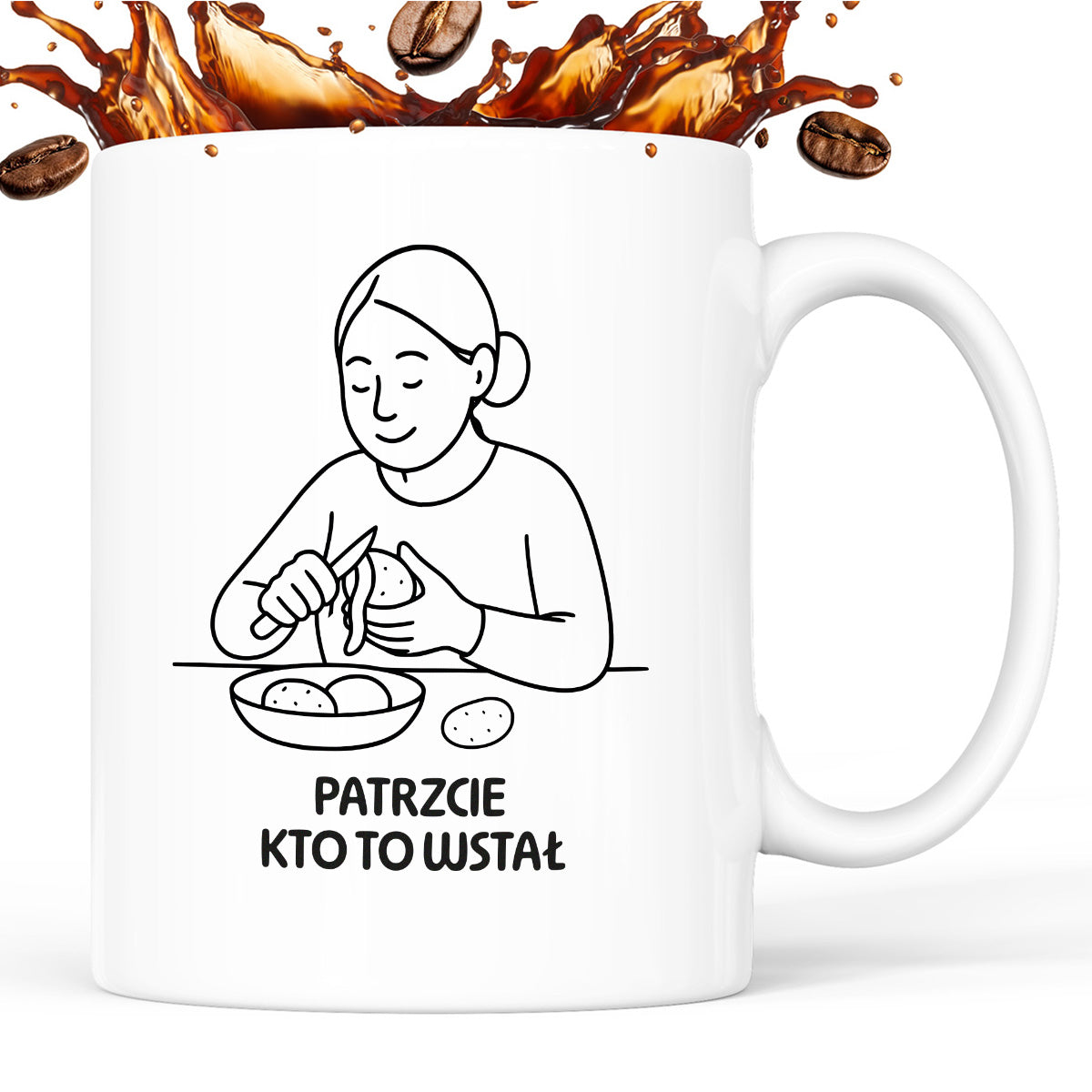 Kubek z nadrukiem "Patrzcie kto to wstał" - Cytaty MAMY - DZIEŃ MAMY