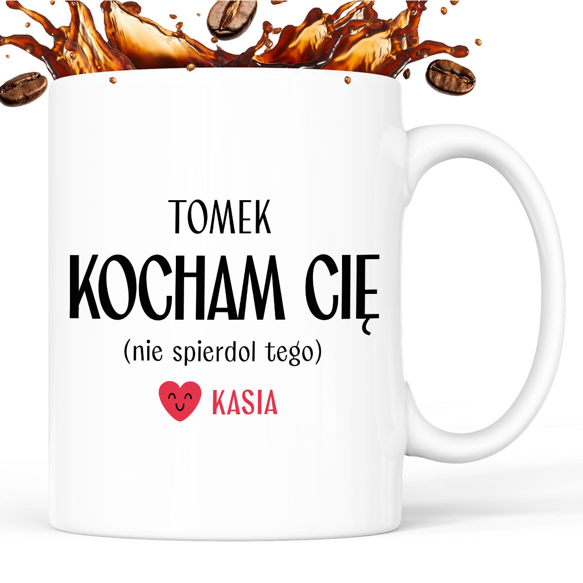 Kubek spersonalizowany z nadrukiem "Kocham Cię (nie spierdol tego)" [2 imiona] - WALENTYNKI