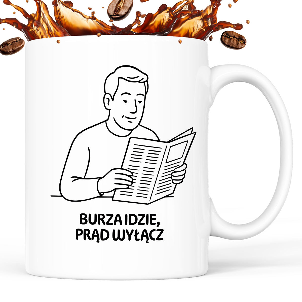 Kubek z nadrukiem "Burza idzie, prąd wyłącz" - Cytaty TATY - DZIEŃ TATY